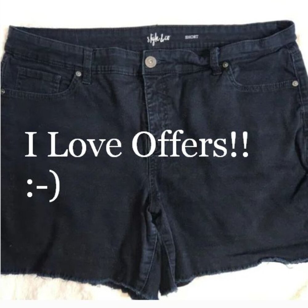 Style & Company Ladies' stylish Black cotton jean shorts in size 18 / 36" waist
